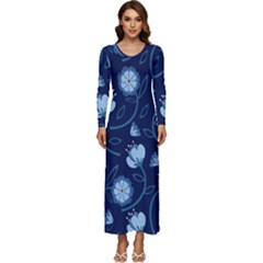 Flower Long Sleeve Velour Longline Maxi Dress by zappwaits