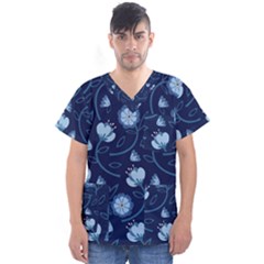 Flower Men s V-neck Scrub Top