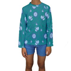 Floral-seamless-pattern Kids  Long Sleeve Swimwear by zappwaits