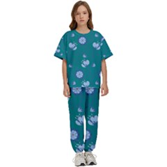 Floral-seamless-pattern Kids  Tee And Pants Sports Set