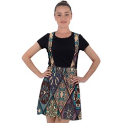 Flower Texture Velvet Suspender Skater Skirt by artworkshop