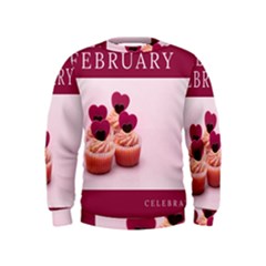 Hello February Text And Cupcakes Kids  Sweatshirt