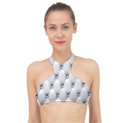 Texture, Leather Sofa High Neck Bikini Top by artworkshop