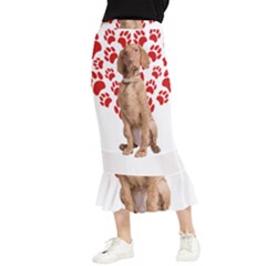 Vizsla Gifts T- Shirt Cool Vizsla Valentine Heart Paw Vizsla Dog Lover Valentine Costume T- Shirt Maxi Fishtail Chiffon Skirt by maxcute