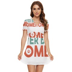 Women And Girls T- Shirtthat Dog Never Bites Women  T- Shirt V-neck High Waist Chiffon Mini Dress