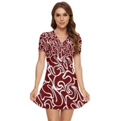 Berry Swirls V-neck High Waist Chiffon Mini Dress