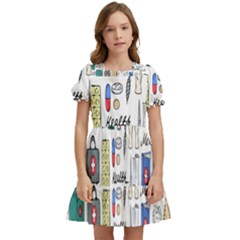 Medical Biology Detail Medicine Psychedelic Science Abstract Abstraction Chemistry Genetics Art Patt Kids  Puff Sleeved Dress by Jancukart