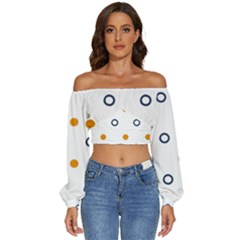 Abstract Dots And Circle Pattern T- Shirt Abstract Dots And Circle Pattern T- Shirt Long Sleeve Crinkled Weave Crop Top