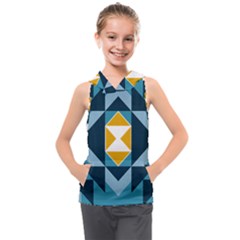 Abstract Pattern T- Shirt Hourglass Pattern  Sunburst Tones Abstract  Blue And Gold  Soft Furnishing Kids  Sleeveless Hoodie by maxcute