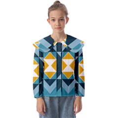 Abstract Pattern T- Shirt Hourglass Pattern  Sunburst Tones Abstract  Blue And Gold  Soft Furnishing Kids  Peter Pan Collar Blouse by maxcute