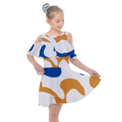 Abstract Swirl Gold And Blue Pattern T- Shirt Abstract Swirl Gold And Blue Pattern T- Shirt Kids  Shoulder Cutout Chiffon Dress