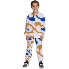 Abstract Swirl Gold And Blue Pattern T- Shirt Abstract Swirl Gold And Blue Pattern T- Shirt Kids  Sweatshirt Set by maxcute