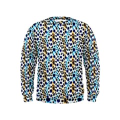 Blue Beige Leopard Kids  Sweatshirt