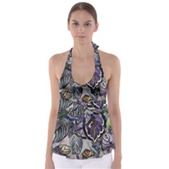 Dark Leaves Babydoll Tankini Top by DinkovaArt