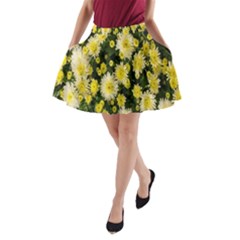 Autumn Background Closeup Flowers A-line Pocket Skirt