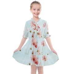 Cosmos Flower Blossom In Garden Kids  All Frills Chiffon Dress by artworkshop