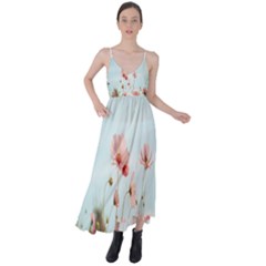 Cosmos Flower Blossom In Garden Tie Back Maxi Dress by artworkshop