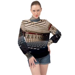 Dark Tunnels Within A Tunnel High Neck Long Sleeve Chiffon Top by artworkshop