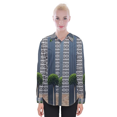 Exterior Building Pattern Womens Long Sleeve Shirt by artworkshop