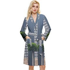 Exterior Building Pattern Long Sleeve Velour Robe by artworkshop