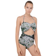 Exterior Building Pattern Scallop Top Cut Out Swimsuit by artworkshop