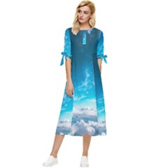 Landscape Sky Clouds Hd Wallpaper Bow Sleeve Chiffon Midi Dress by artworkshop