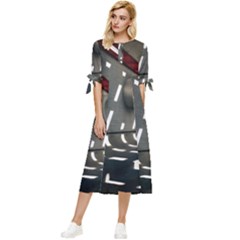 Leading Lines A Holey Walls Bow Sleeve Chiffon Midi Dress by artworkshop