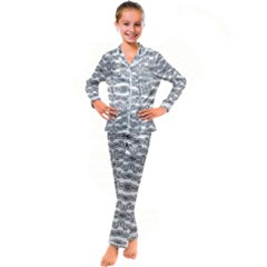 Black And White Tribal Print Pattern Kid s Satin Long Sleeve Pajamas Set by dflcprintsclothing