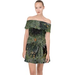 Astronaut Lying In Flowers Fantasy Off Shoulder Chiffon Dress by artworkshop