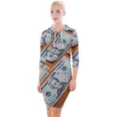 Money Pattern Quarter Sleeve Hood Bodycon Dress by artworkshop