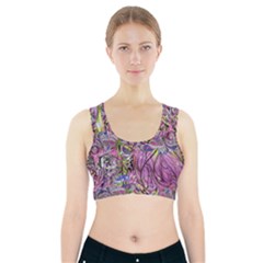 Abstract Intarsio Sports Bra With Pocket by kaleidomarblingart