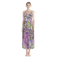 Abstract Intarsio Button Up Chiffon Maxi Dress by kaleidomarblingart