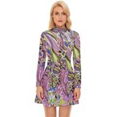 Abstract Intarsio Long Sleeve Velour Longline Dress by kaleidomarblingart