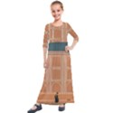 Person Stands By Tall Orange Wall And Looks- Up Kids  Quarter Sleeve Maxi Dress View1