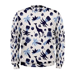 Cute Safari Animals Blue Giraffe Men s Sweatshirt by Stikle