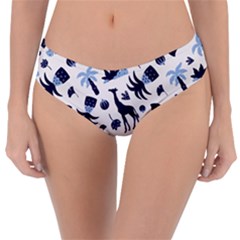 Cute Safari Animals Blue Giraffe Reversible Classic Bikini Bottoms by Stikle