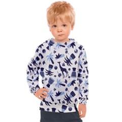 Cute Safari Animals Blue Giraffe Kids  Hooded Pullover by Stikle