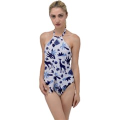 Cute Safari Animals Blue Giraffe Go With The Flow One Piece Swimsuit by Stikle