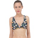 Flower Grey Pattern Floral Classic Banded Bikini Top View1