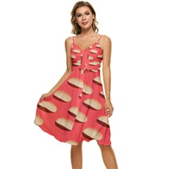 Stackable Chips In Lines Sleeveless Tie Front Chiffon Dress by artworkshop