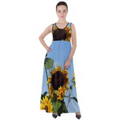 Sunflower Flower Yellow Empire Waist Velour Maxi Dress by artworkshop