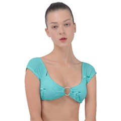 Teal Brick Texture Cap Sleeve Ring Bikini Top by artworkshop