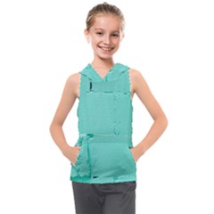 Teal Brick Texture Kids  Sleeveless Hoodie by artworkshop