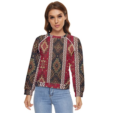 Uzbek Pattern In Temple Women s Long Sleeve Raglan Tee by artworkshop