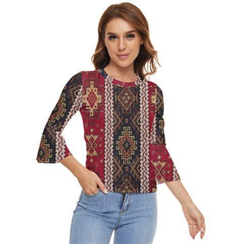 Uzbek Pattern In Temple Bell Sleeve Top by artworkshop