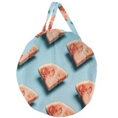 Watermelon Against Blue Surface Pattern Giant Round Zipper Tote by artworkshop