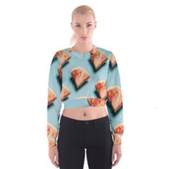 Watermelon Against Blue Surface Pattern Cropped Sweatshirt