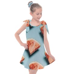 Watermelon Against Blue Surface Pattern Kids  Tie Up Tunic Dress by artworkshop