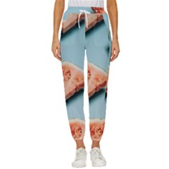 Watermelon Against Blue Surface Pattern Cropped Drawstring Pants by artworkshop