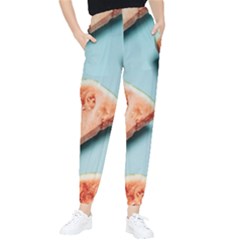 Watermelon Against Blue Surface Pattern Tapered Pants by artworkshop